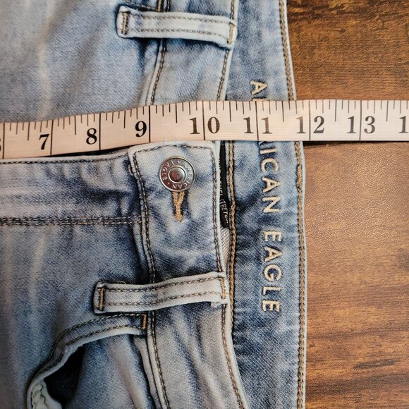 American Eagle Jeans 8 R Next Level Stretch Super Hi Rise Jegging Ripped Patched - Picture 9 of 11